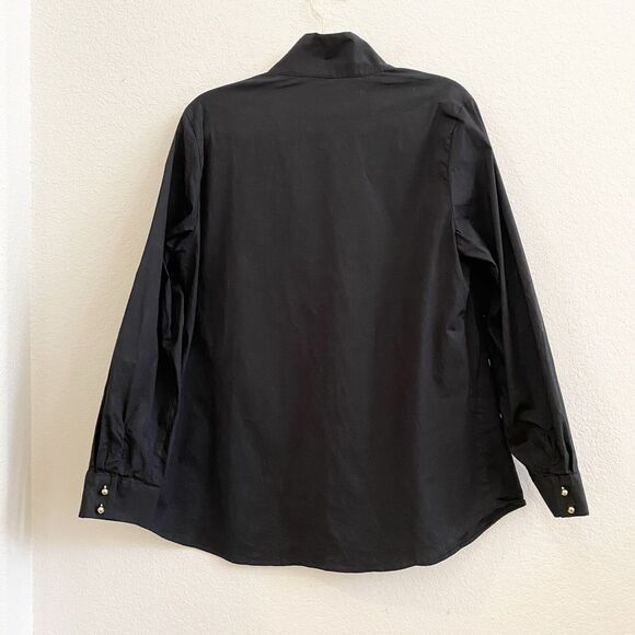 Soft‎ Surroundings Black High Collar Tunic Button Up Blouse Top M Cotton Blend - Picture 10 of 11